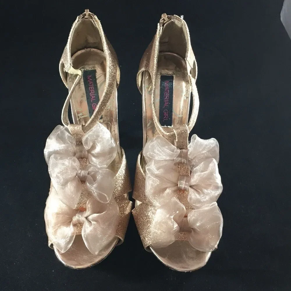Vintage Material Girl glitter blush Platform Heels